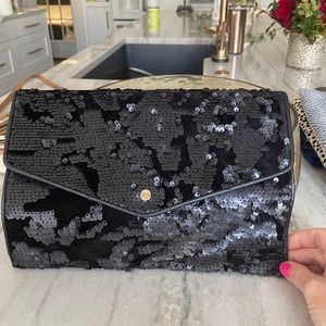 NWOT black sequin clutch